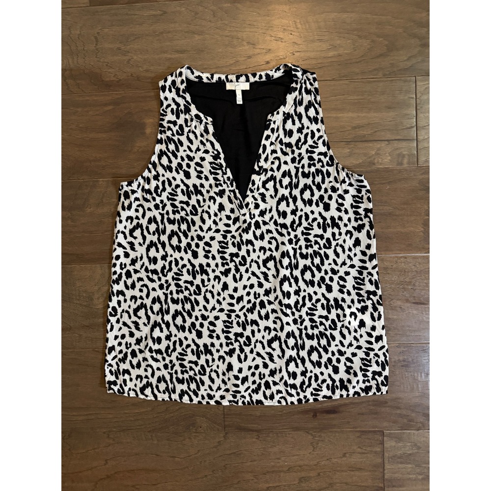 Joie Womens Black White Leopard Print 100% Silk Sleeveless Blouse S J269-24258